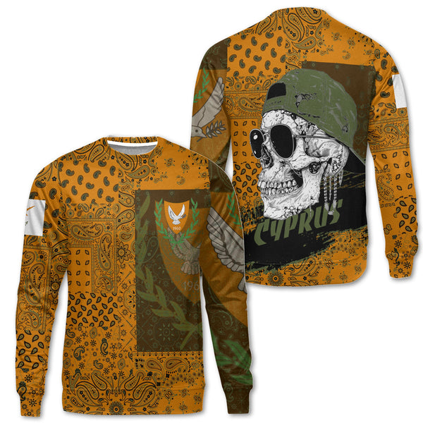 Cyprus Sweatshirt Paisley Flag And Skull Style 1