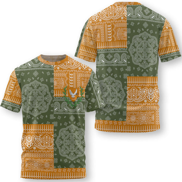 Cyprus T Shirt Flag And Paisley Basic Style 1