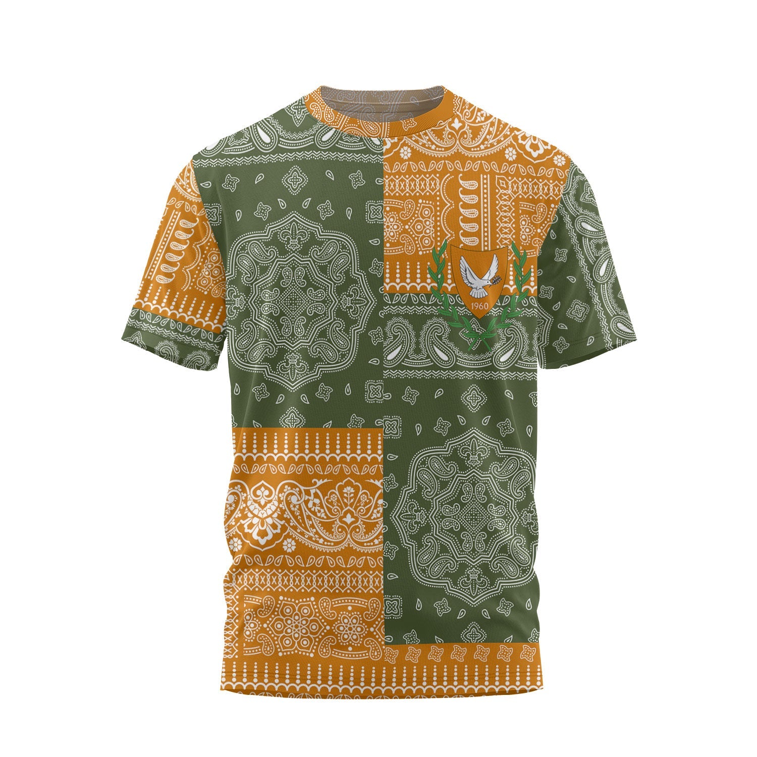 Cyprus T Shirt Flag And Paisley Basic Style 2