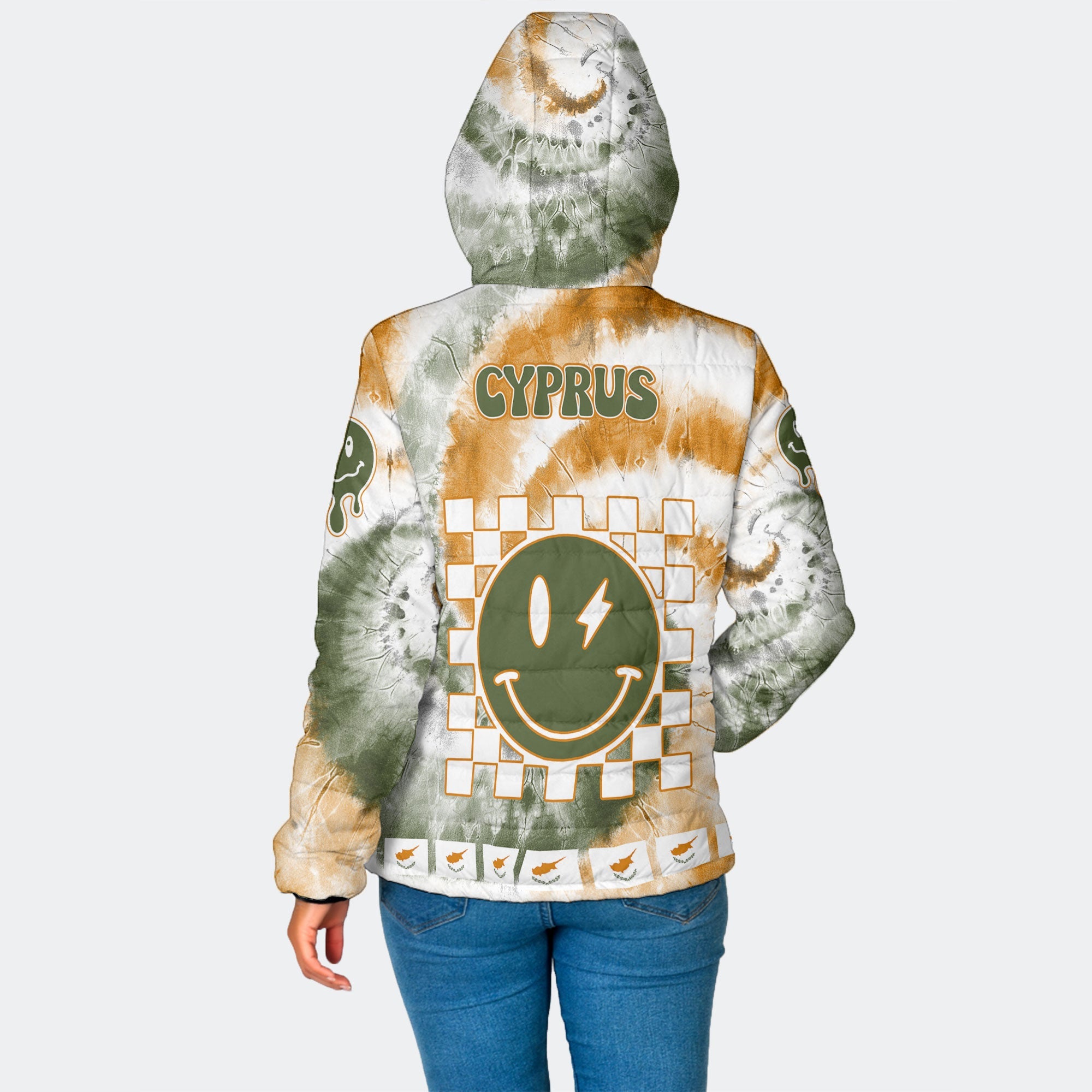 Cyprus Women Hooded Padded Jacket Custom Tie Dye Style 2