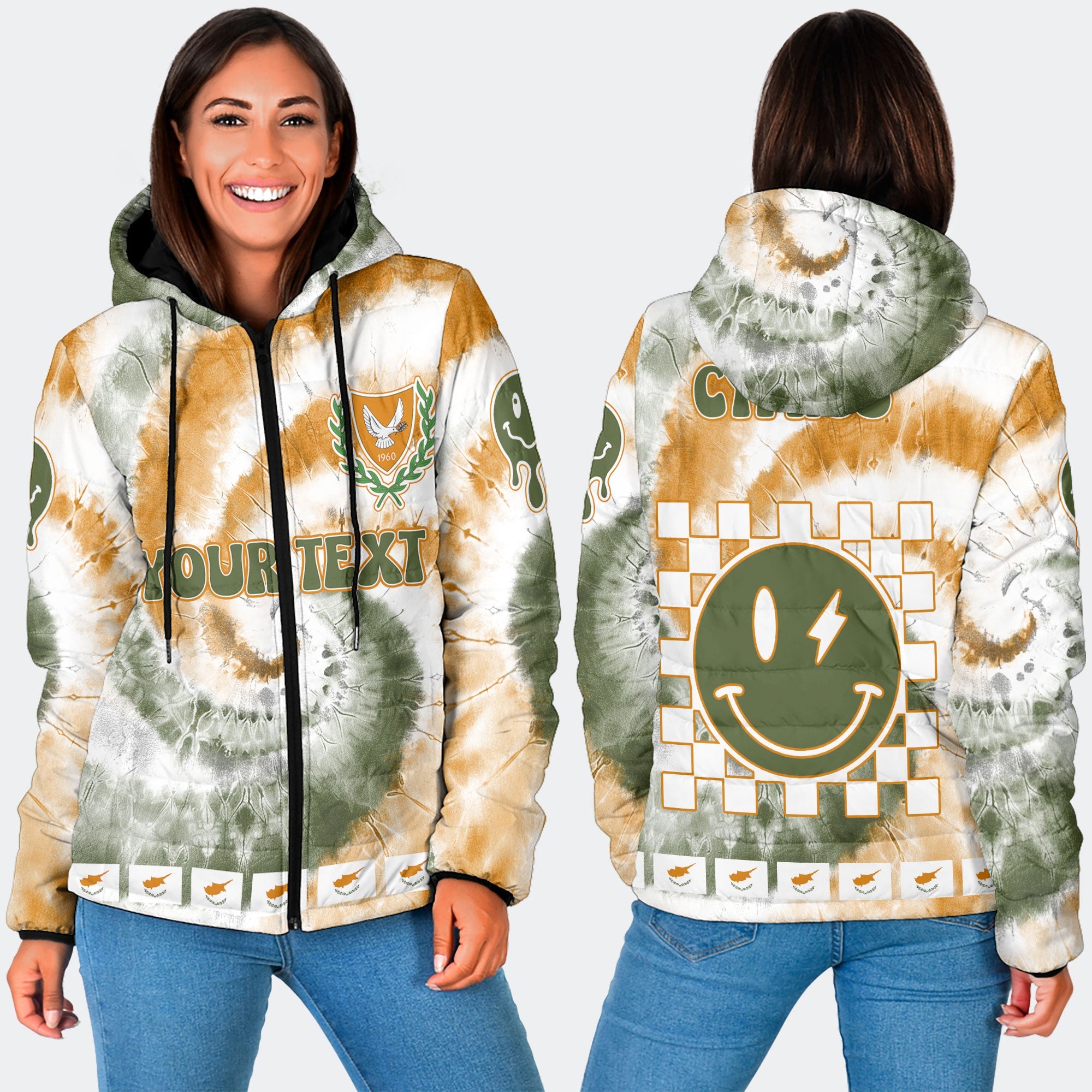 Cyprus Women Hooded Padded Jacket Custom Tie Dye Style 3