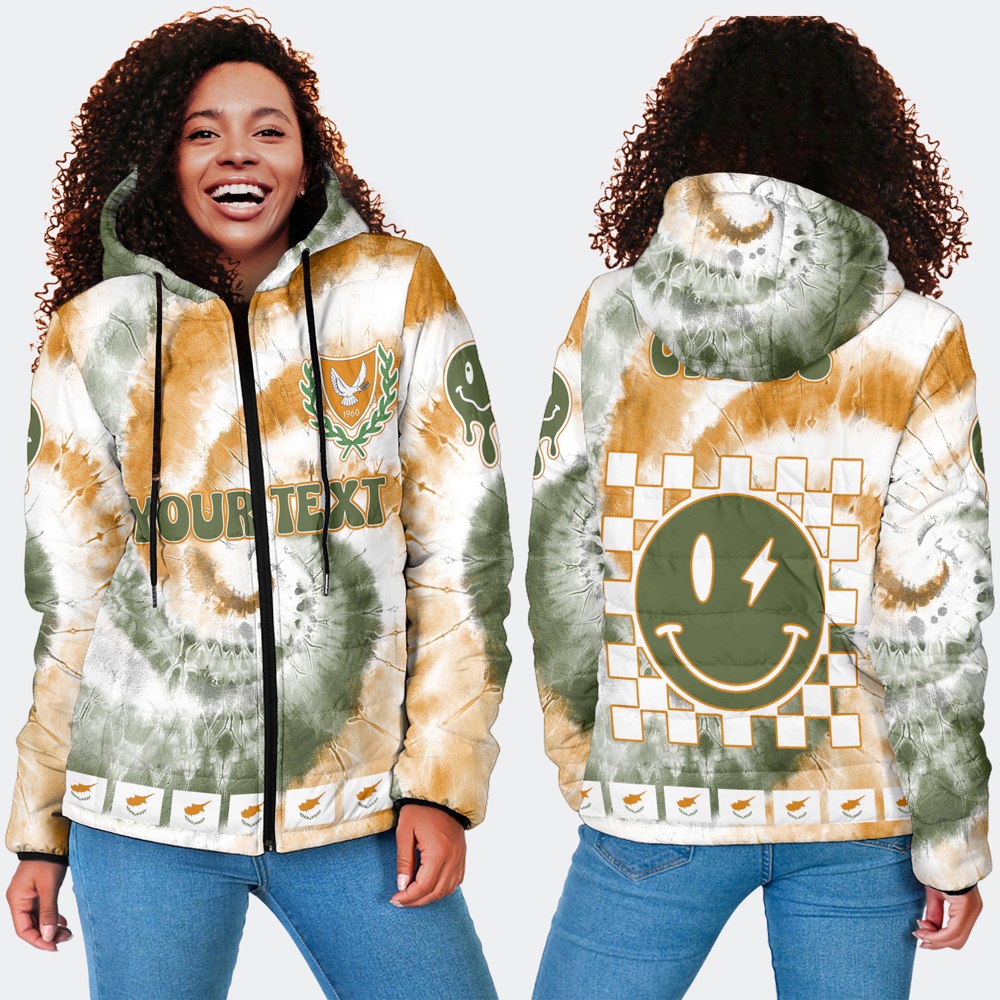 Cyprus Women Hooded Padded Jacket Custom Tie Dye Style 4