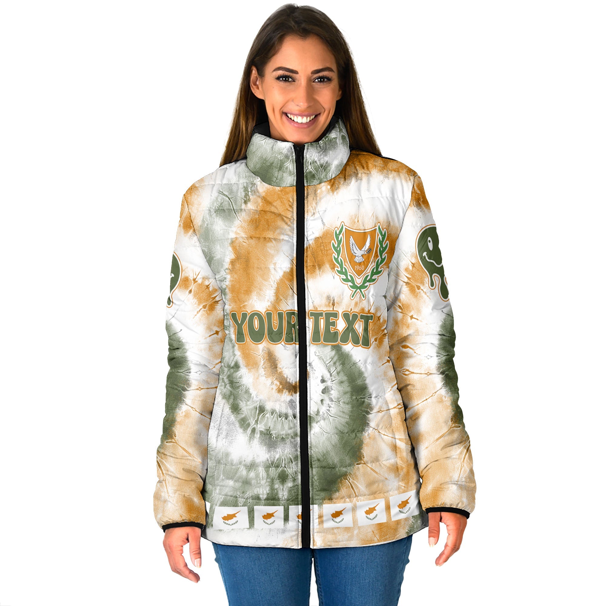 Cyprus Women Padded Jacket Custom Tie Dye Style 1