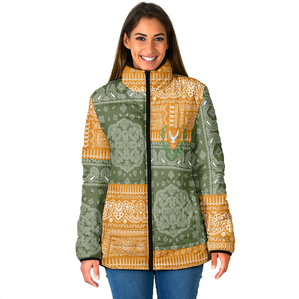 Cyprus Women Padded Jacket Flag And Paisley Basic Style 1