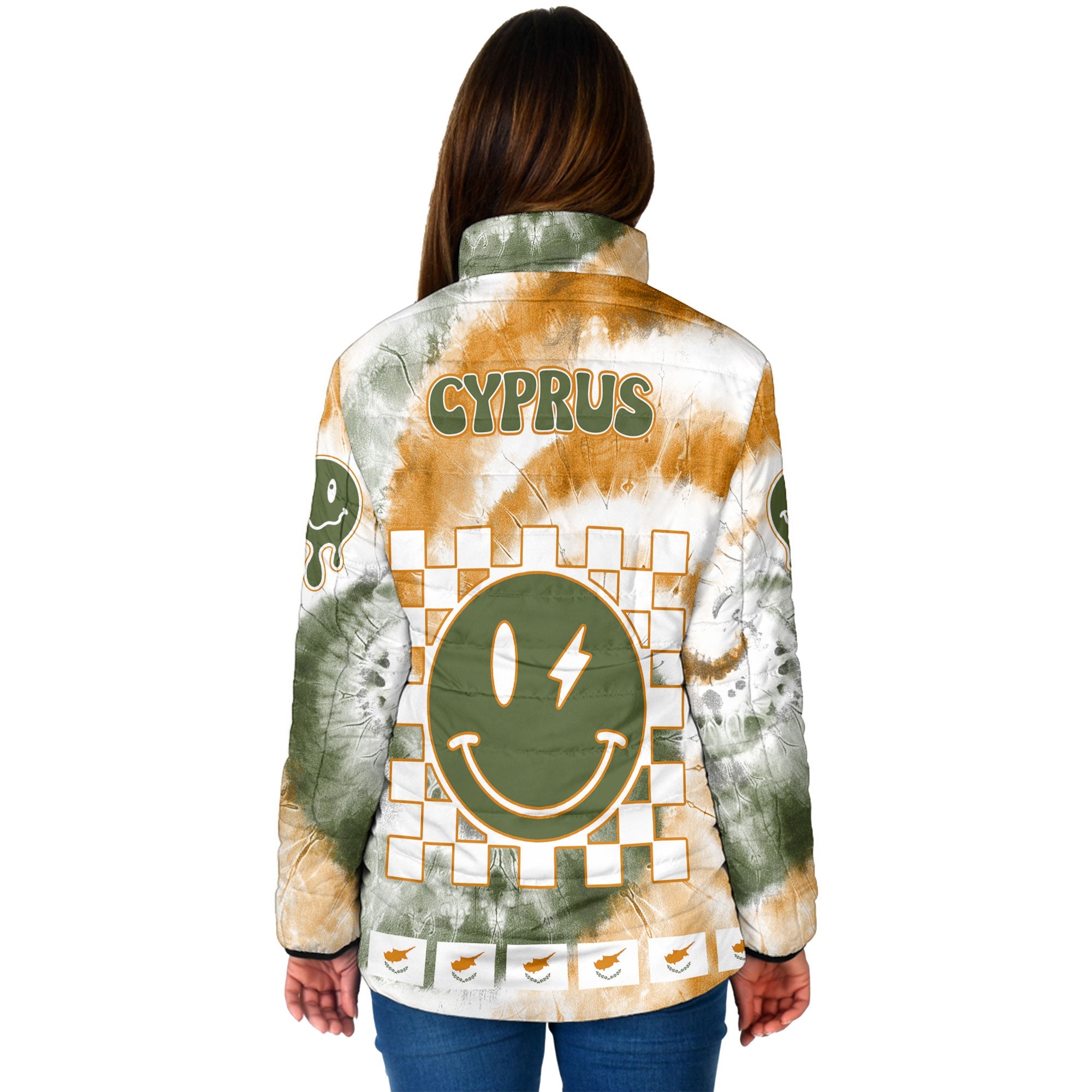 Cyprus Women Padded Jacket Custom Tie Dye Style 2