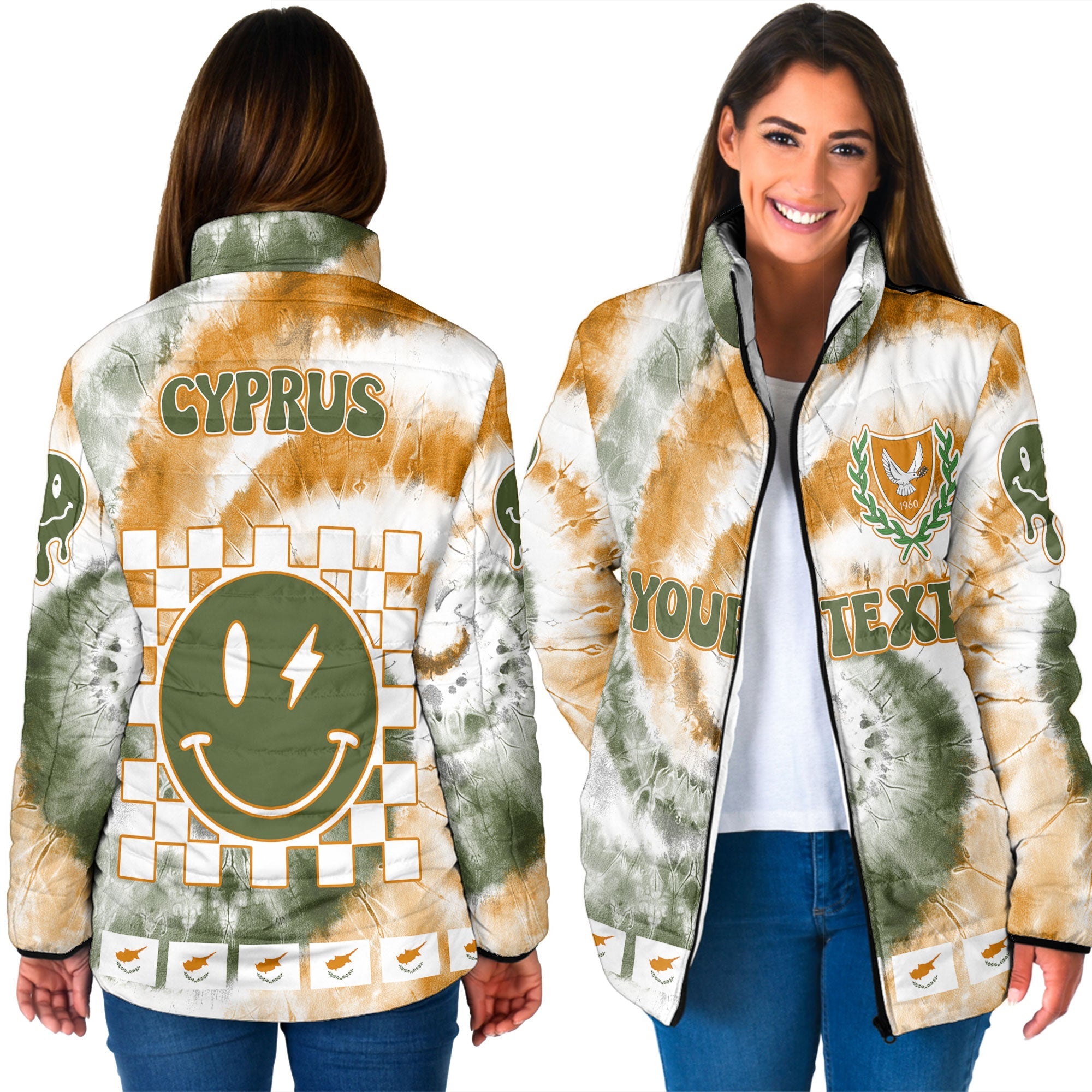 Cyprus Women Padded Jacket Custom Tie Dye Style 3