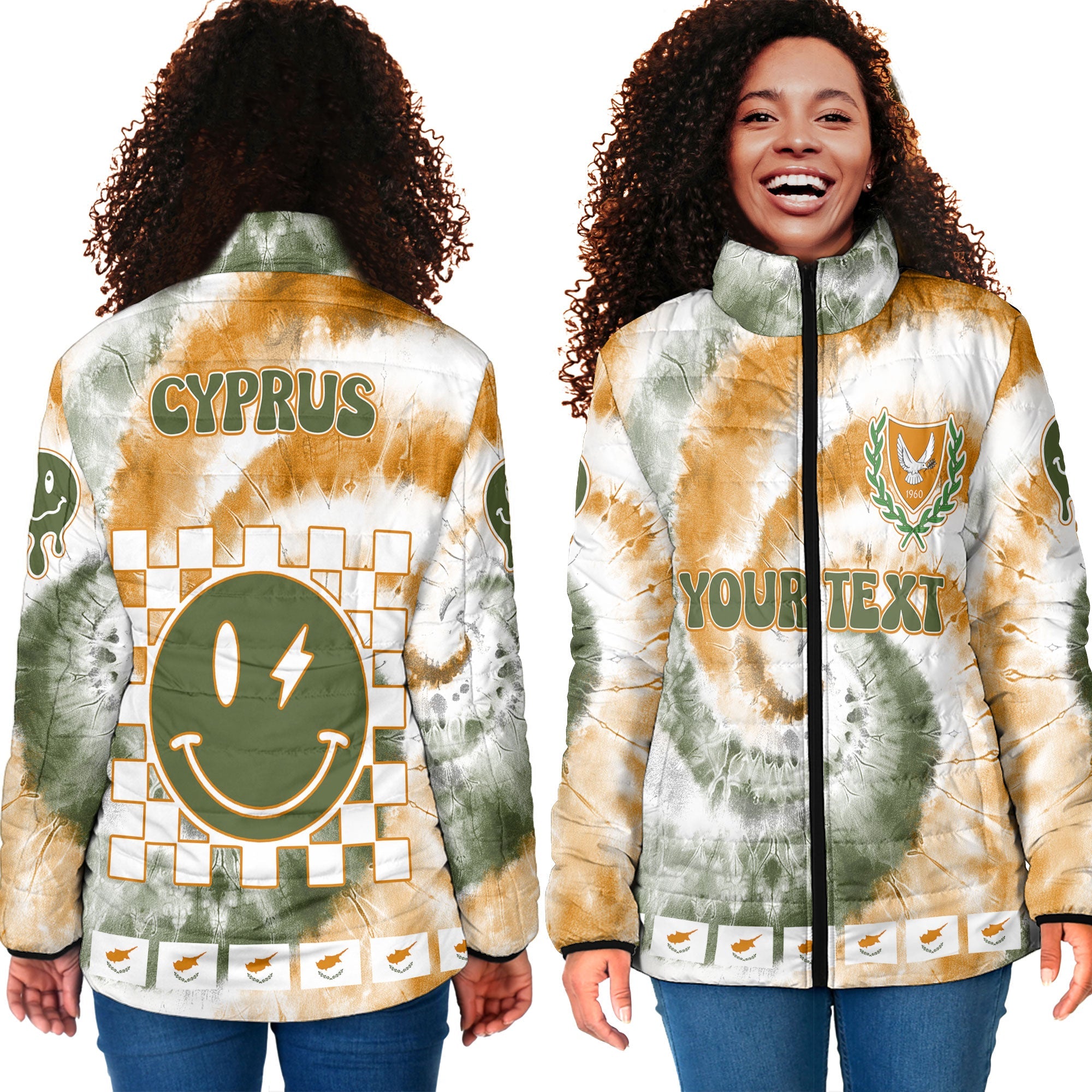 Cyprus Women Padded Jacket Custom Tie Dye Style 4