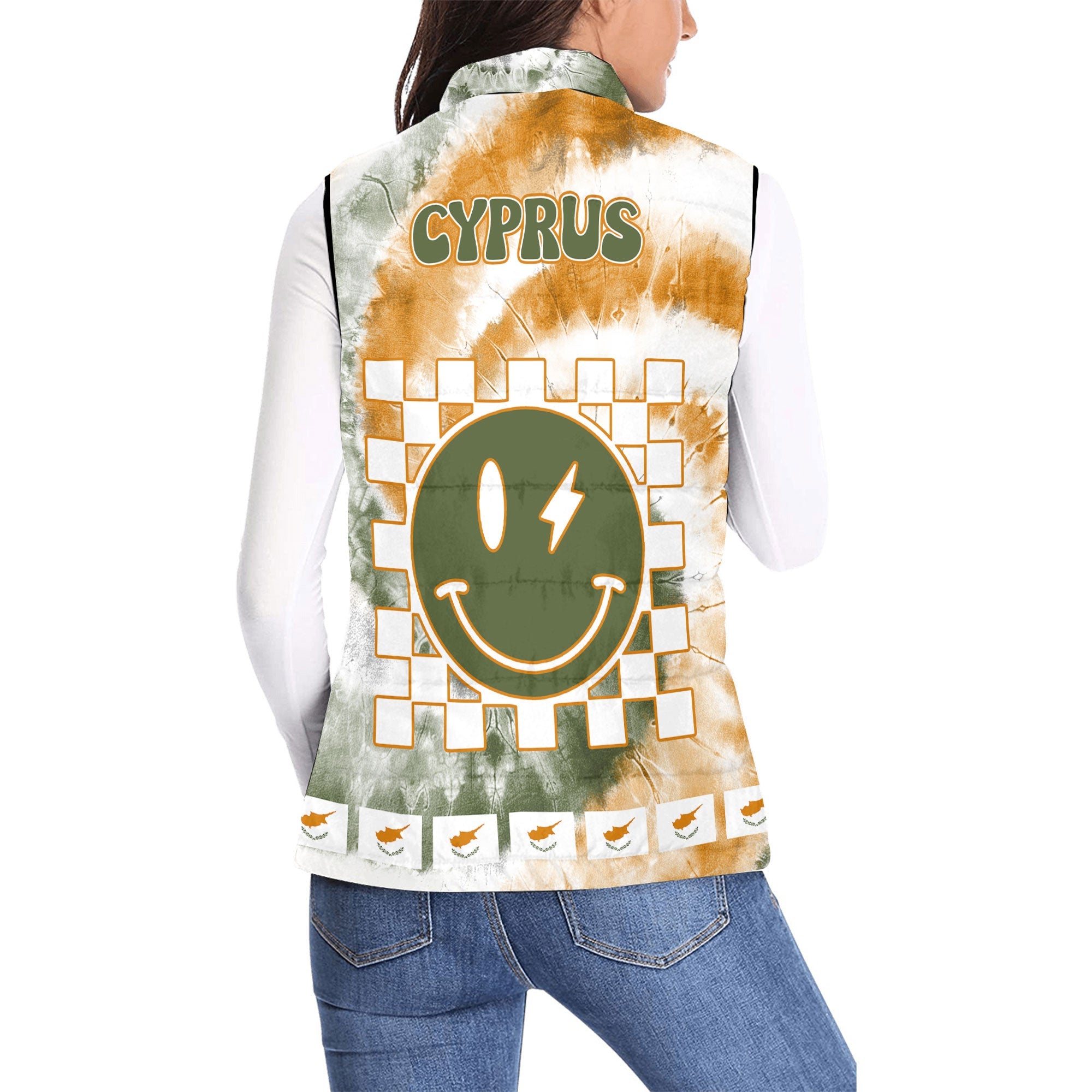 Cyprus Women Padded Jacket Vest Custom Tie Dye Style 2