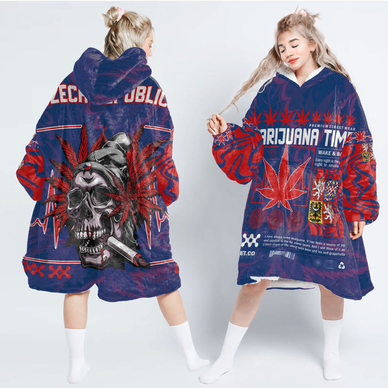 Czech Republic Snug Hoodie Flag & Coat Of Arms Marijuanas Style