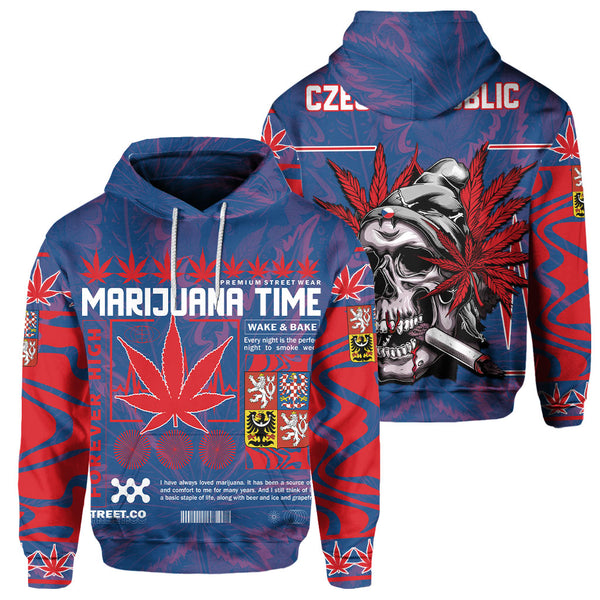 Czech Republic Hoodie Flag & Coat Of Arms Marijuanas Style