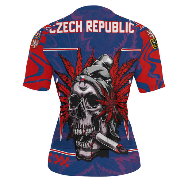 Czech Republic Men's Cycling Jersey Flag & Coat Of Arms Marijuanas Style