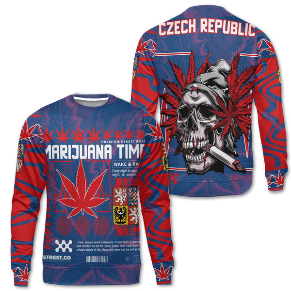 Czech Republic Sweatshirt Flag & Coat Of Arms Marijuanas Style