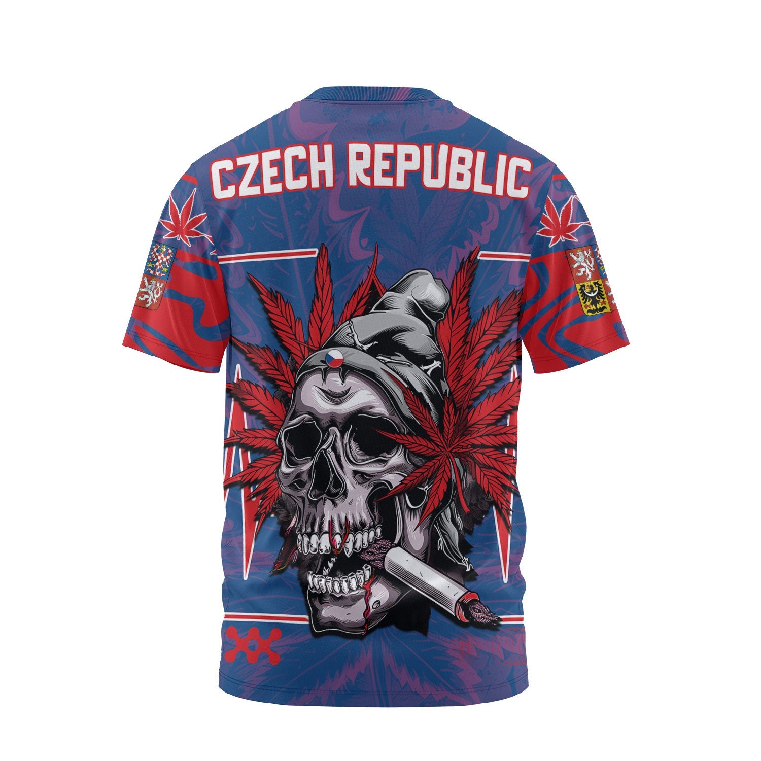 Czech Republic T Shirt Flag & Coat Of Arms Marijuanas Style