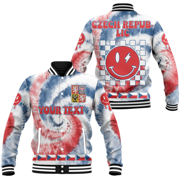 Czech Republic Baseball Jacket Custom Tie Dye Style 1