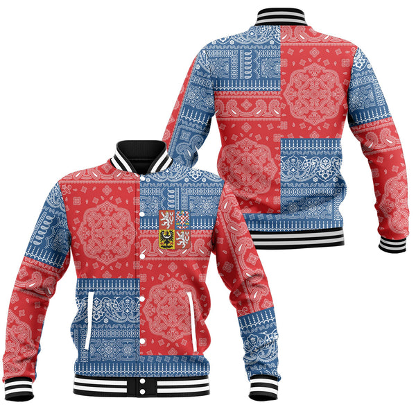 Czech Republic Baseball Jacket Flag And Paisley Basic Style 1