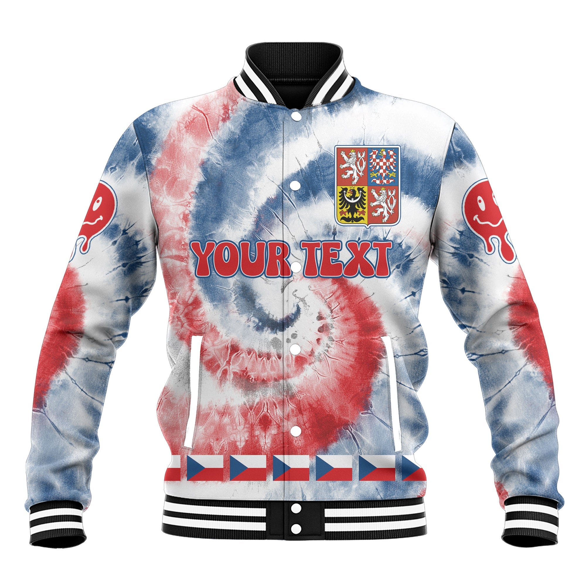 Czech Republic Baseball Jacket Custom Tie Dye Style 2