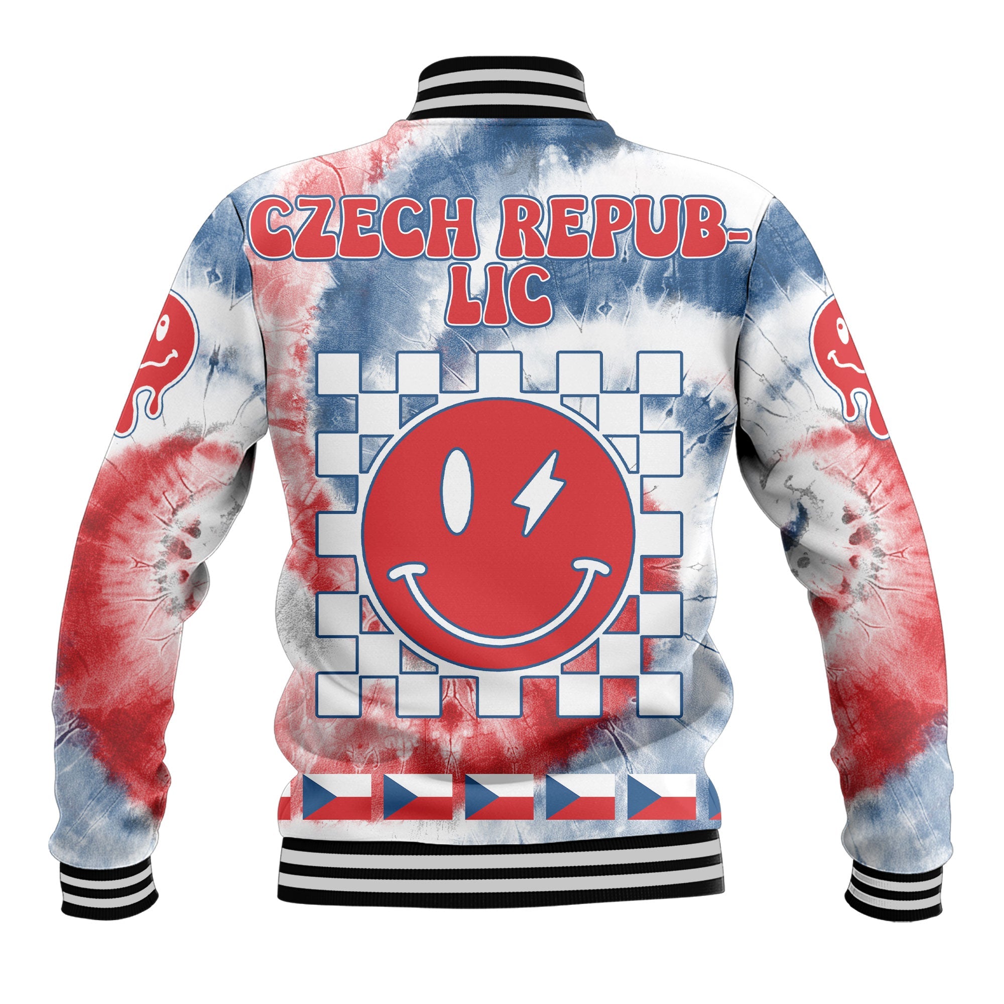 Czech Republic Baseball Jacket Custom Tie Dye Style 3