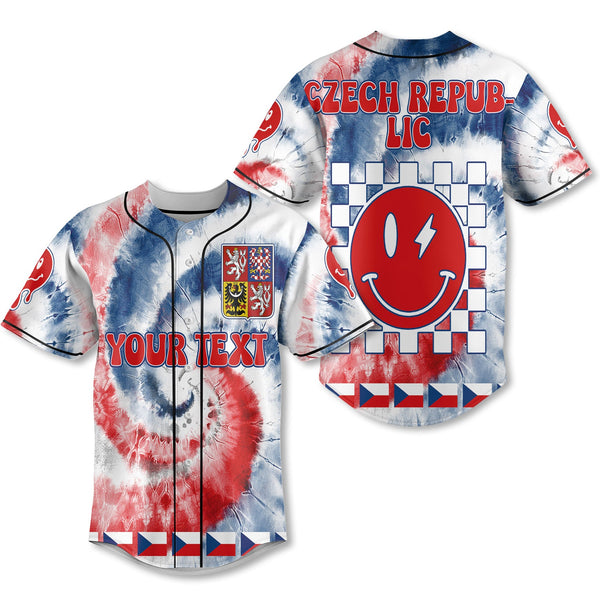 Czech Republic Baseball Jersey Custom Tie Dye Style 1