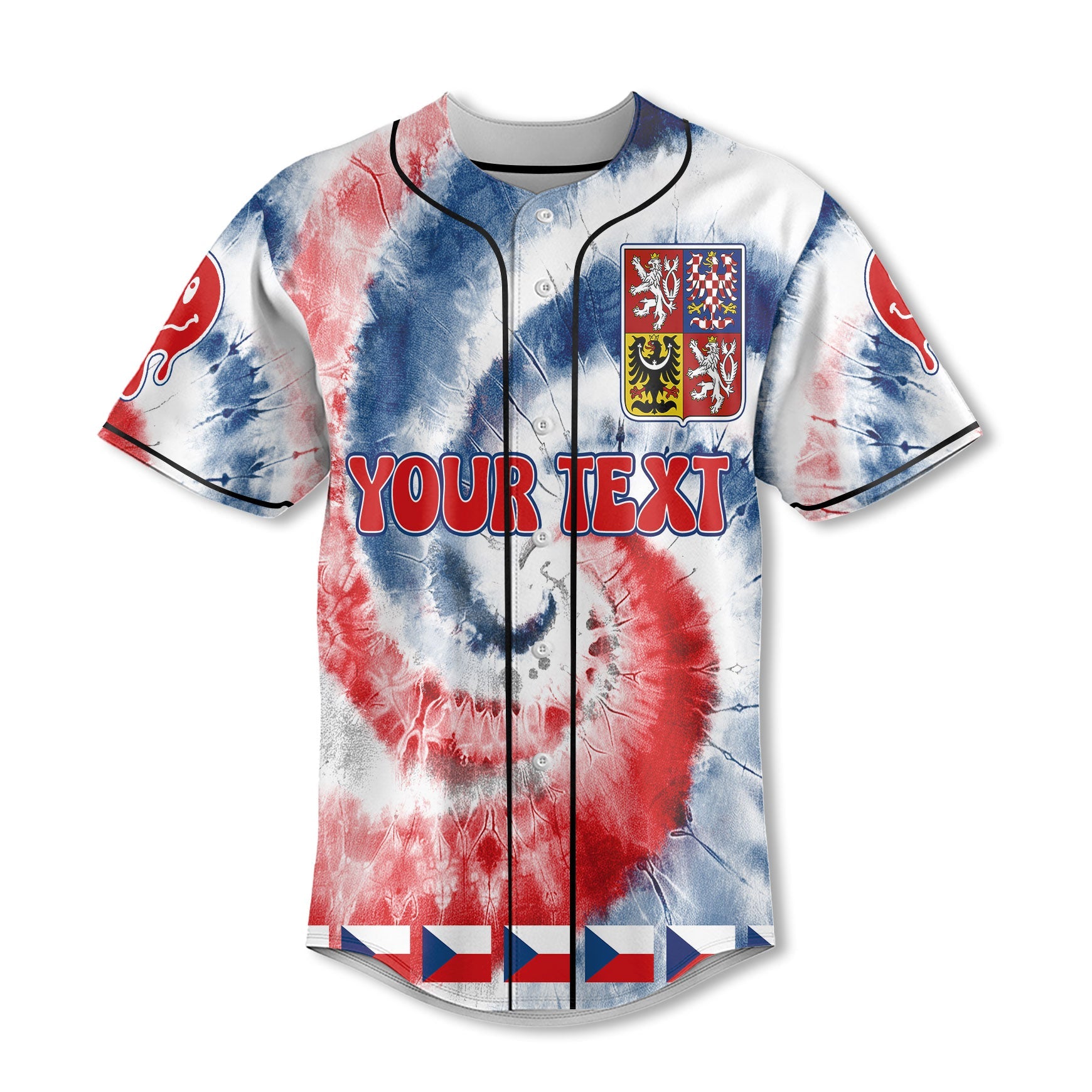 Czech Republic Baseball Jersey Custom Tie Dye Style 2