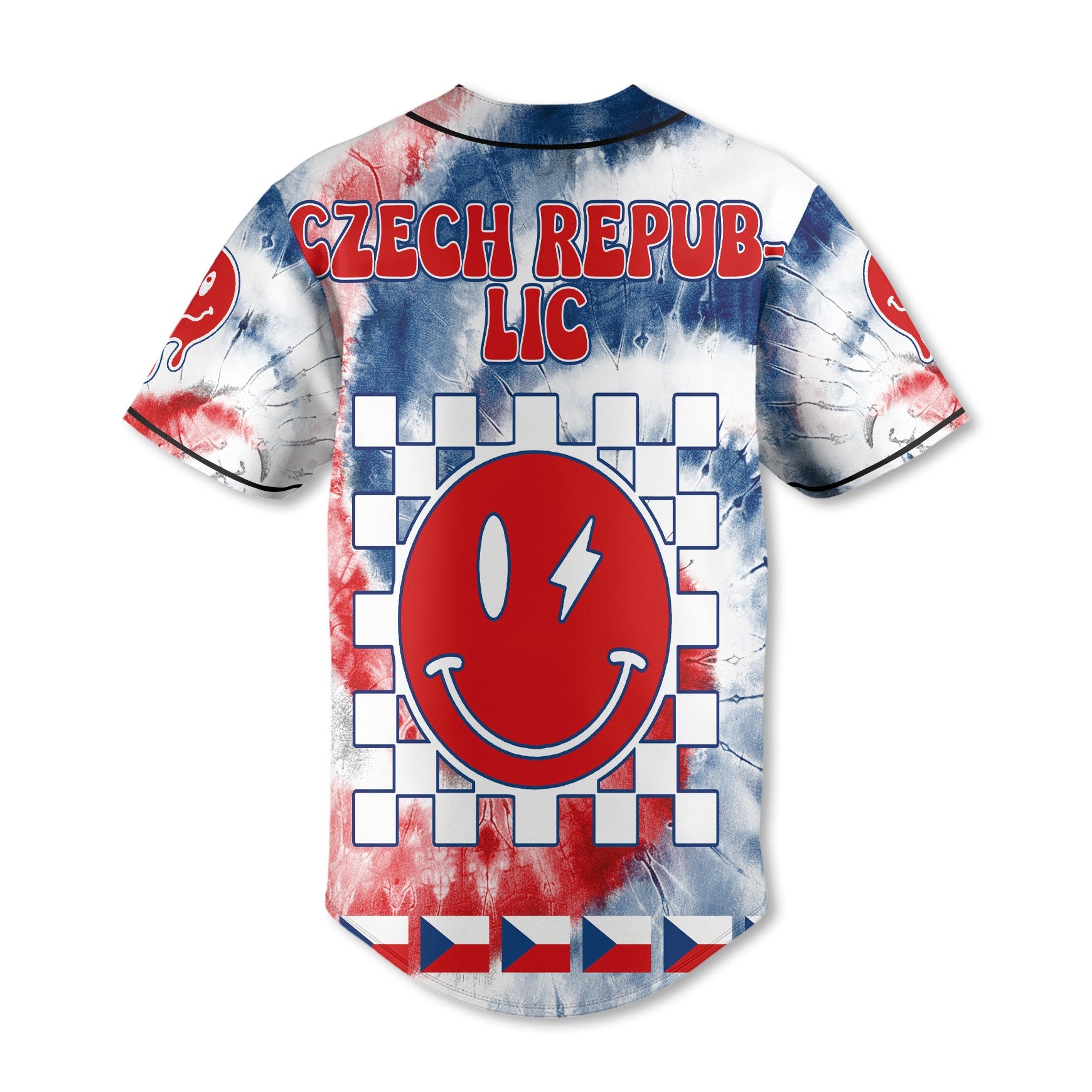 Czech Republic Baseball Jersey Custom Tie Dye Style 3