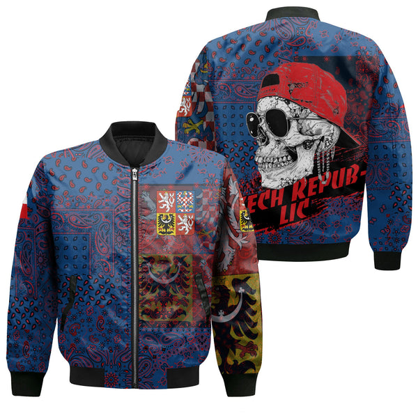 Czech Republic Bomber Jacket Paisley Flag And Skull Style 1