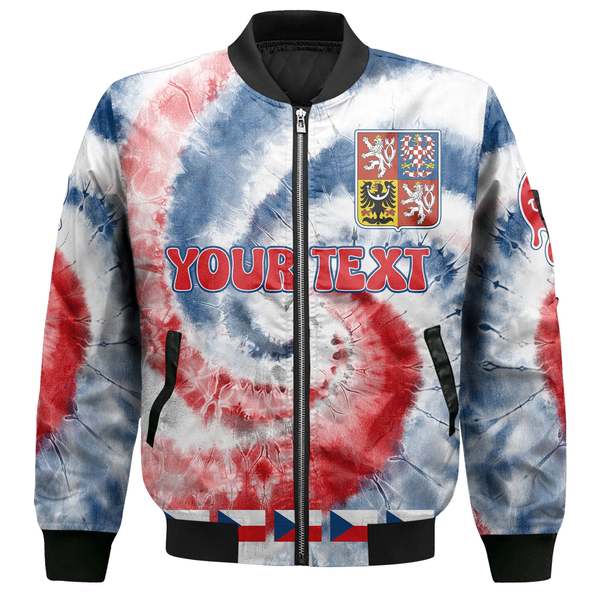 Czech Republic Bomber Jacket Custom Tie Dye Style 2