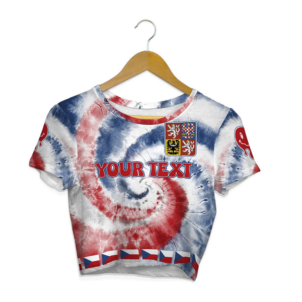 Czech Republic Croptop T Shirt Custom Tie Dye Style 1