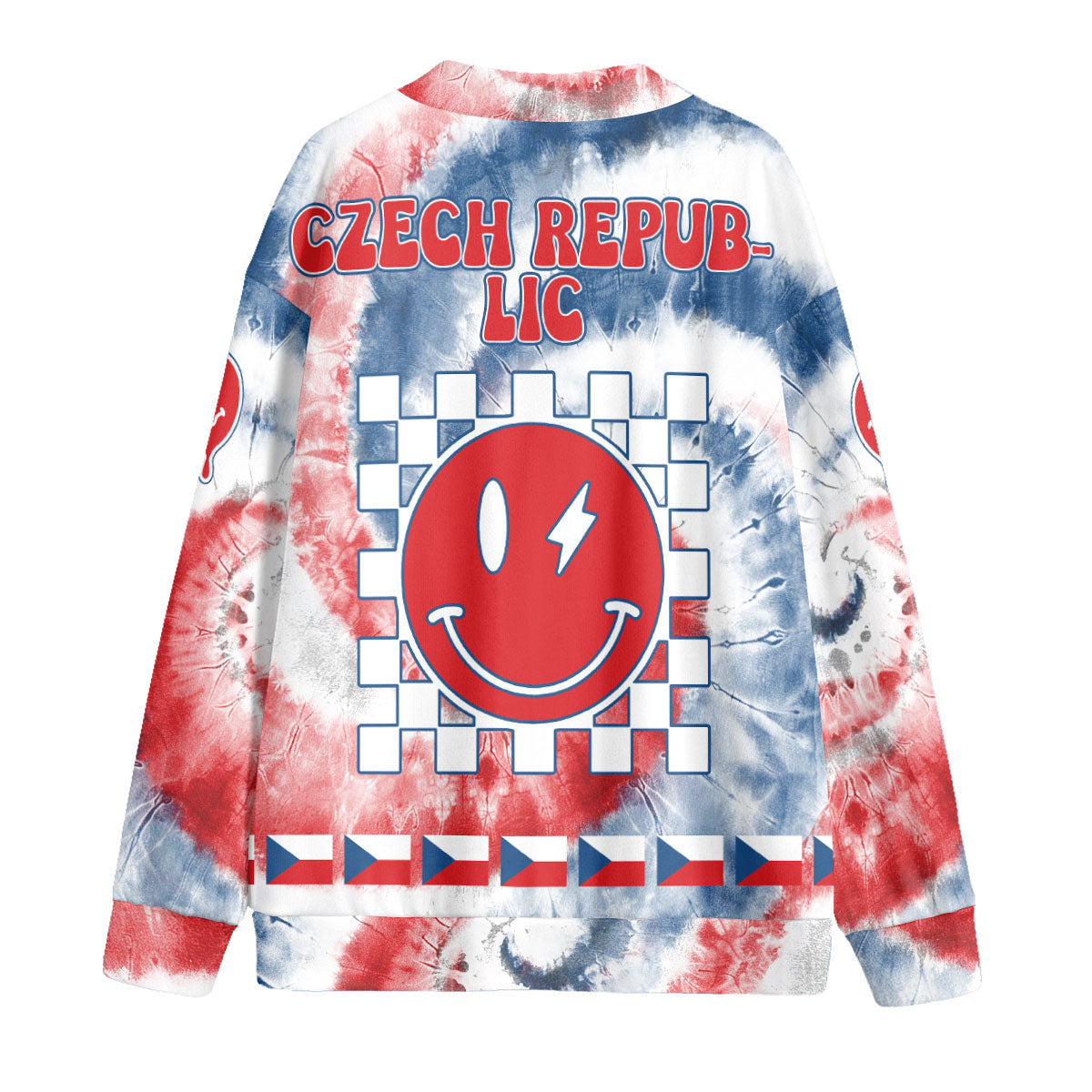 Czech Republic Fleece Cardigan Custom Tie Dye Style 2