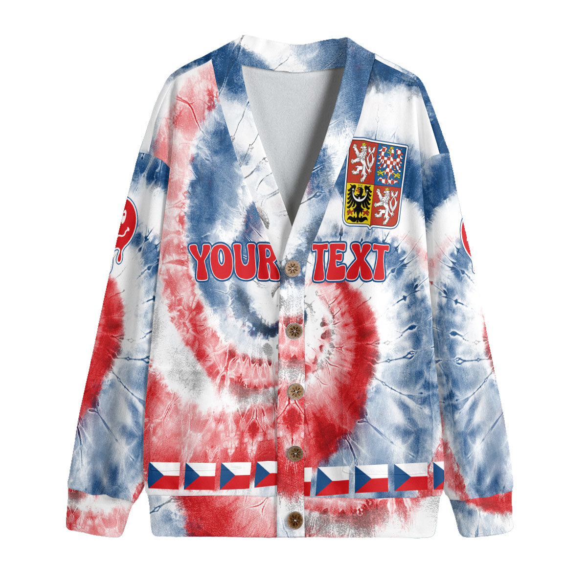 Czech Republic Fleece Cardigan Custom Tie Dye Style 4