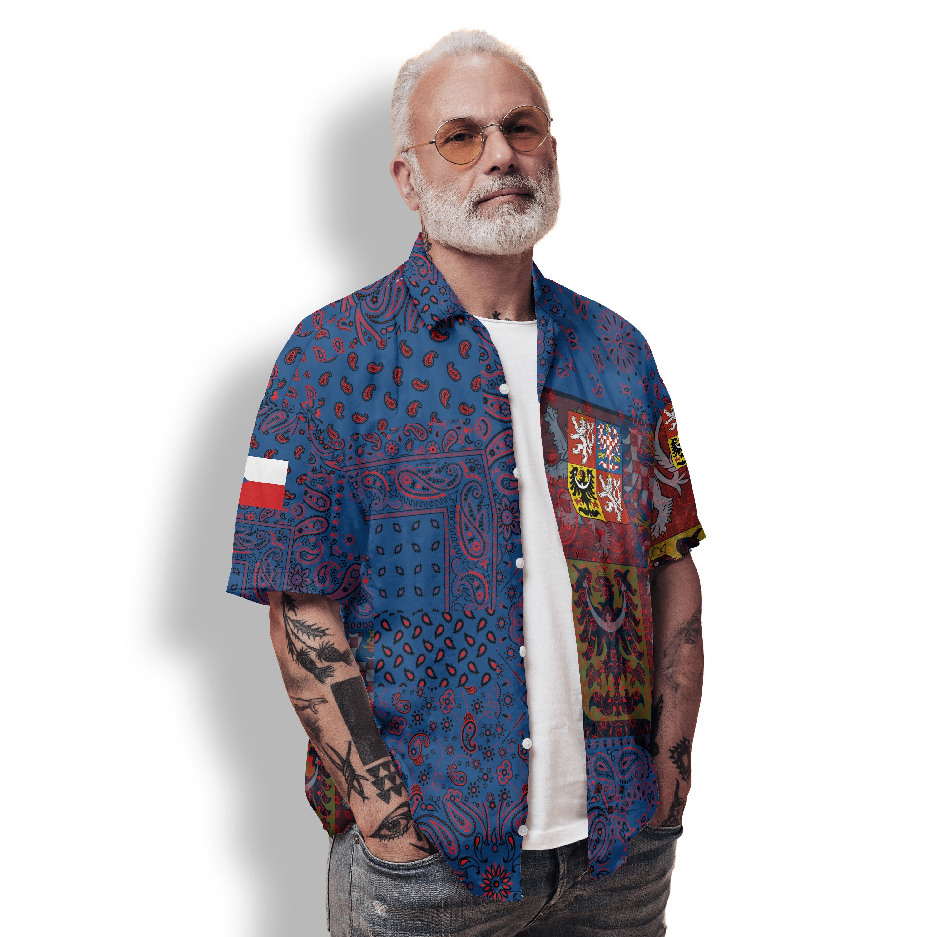 Czech Republic Hawaiian Shirt Paisley Flag And Skull Style 2