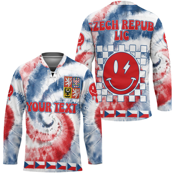 Czech Republic Hockey Jersey Custom Tie Dye Style 1