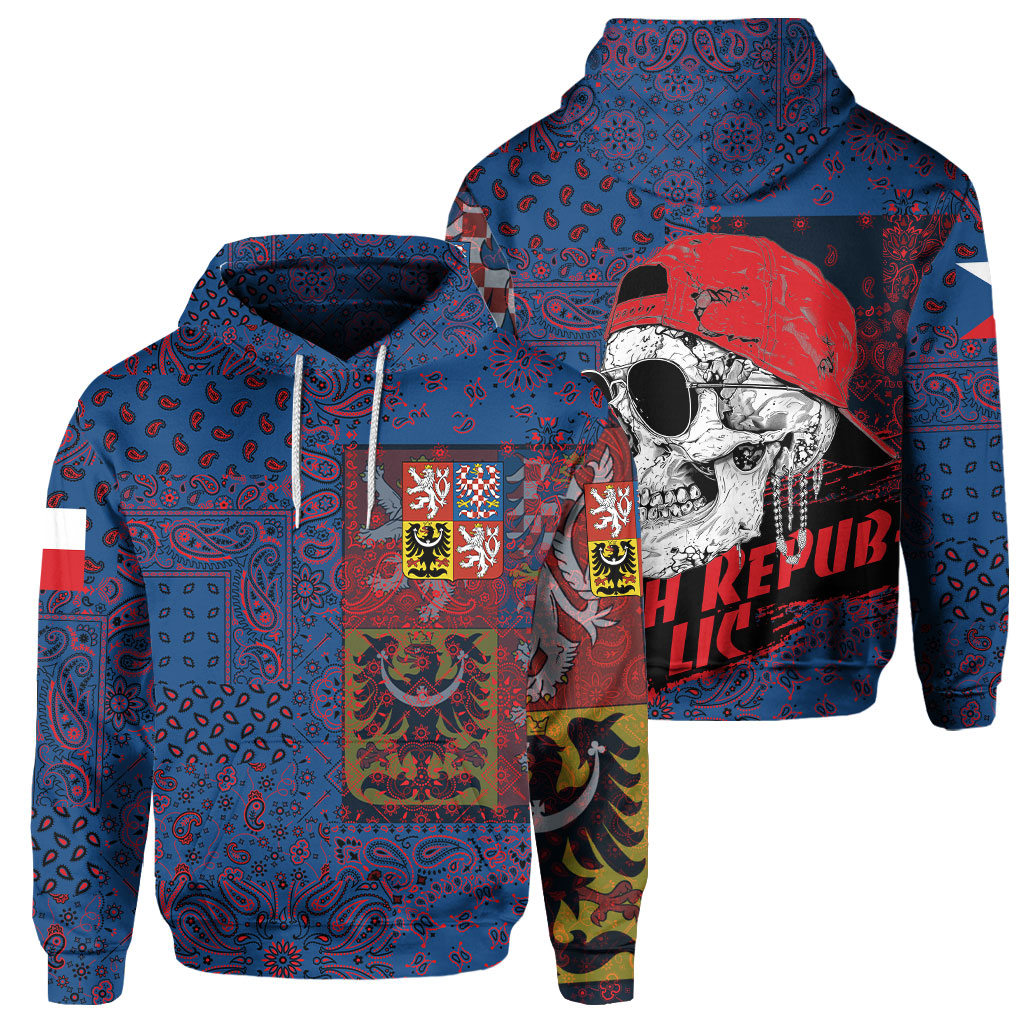 Czech Republic Hoodie Paisley Flag And Skull Style 1