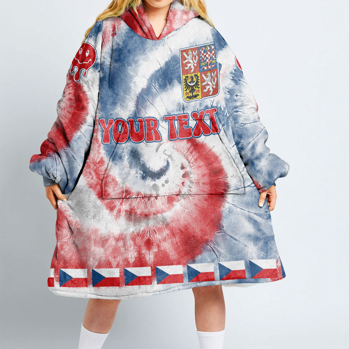 Czech Republic Hoodie Blanket Custom Tie Dye Style 2