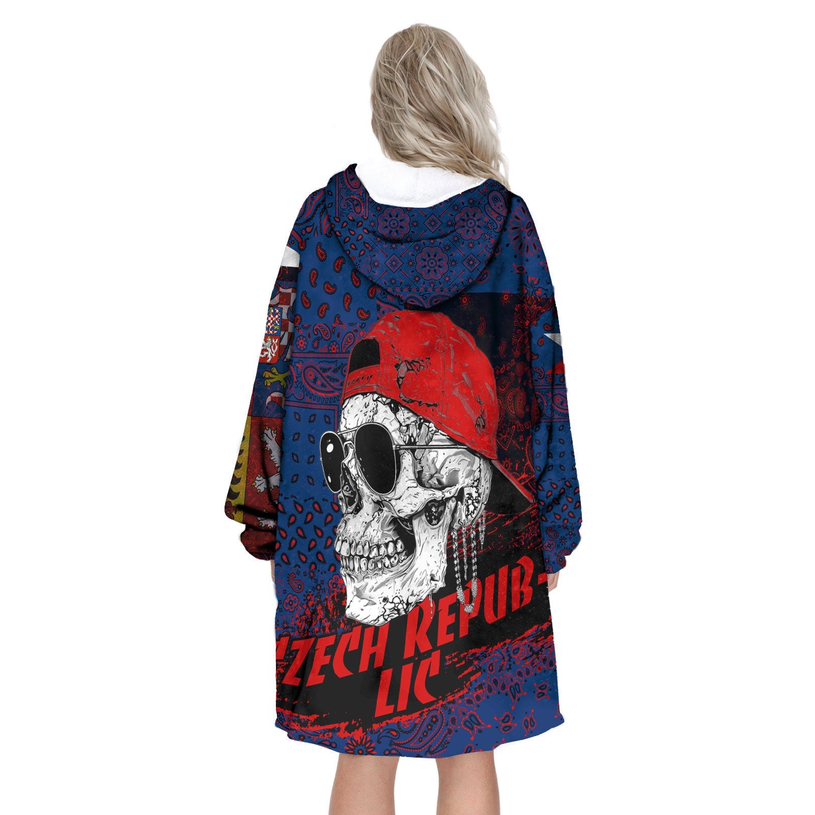 Czech Republic Hoodie Blanket Paisley Flag And Skull Style 3