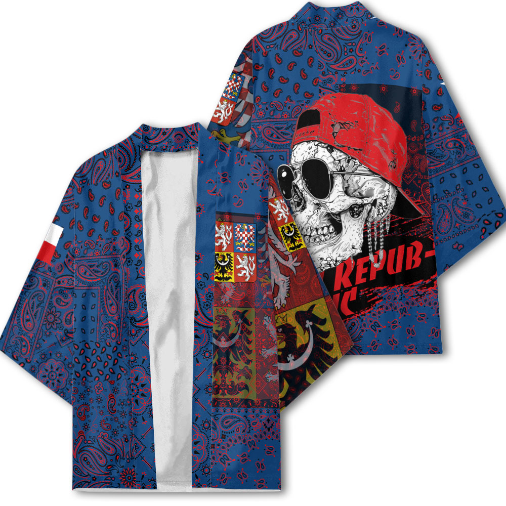 Czech Republic Kimono Paisley Flag And Skull Style 2