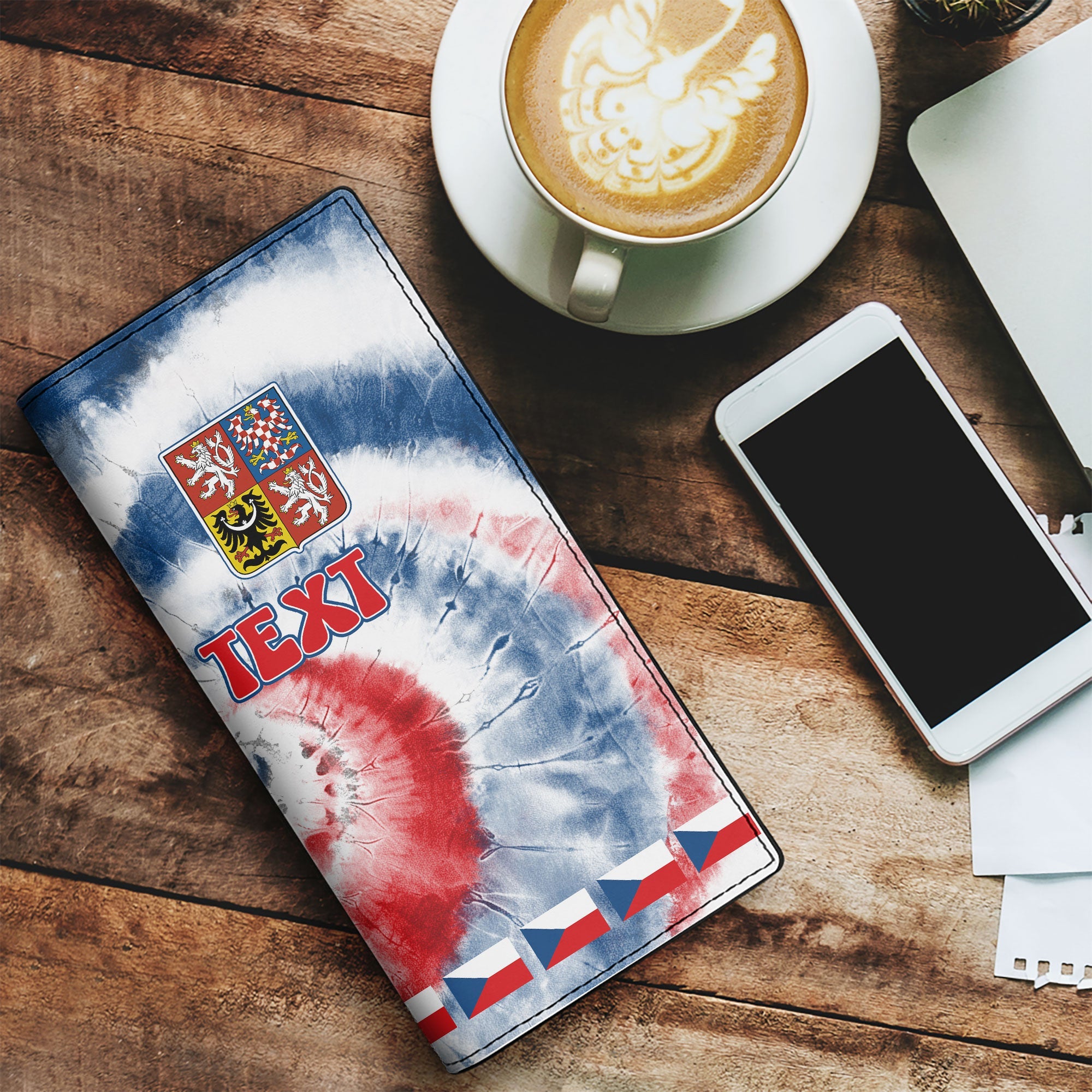 Czech Republic Leather Wallet Custom Tie Dye Style 1