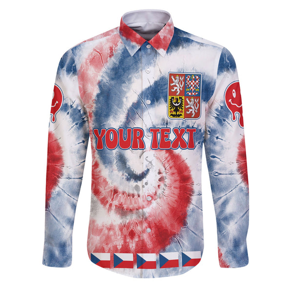 Czech Republic Long Sleeve Button Shirt Custom Tie Dye Style 1