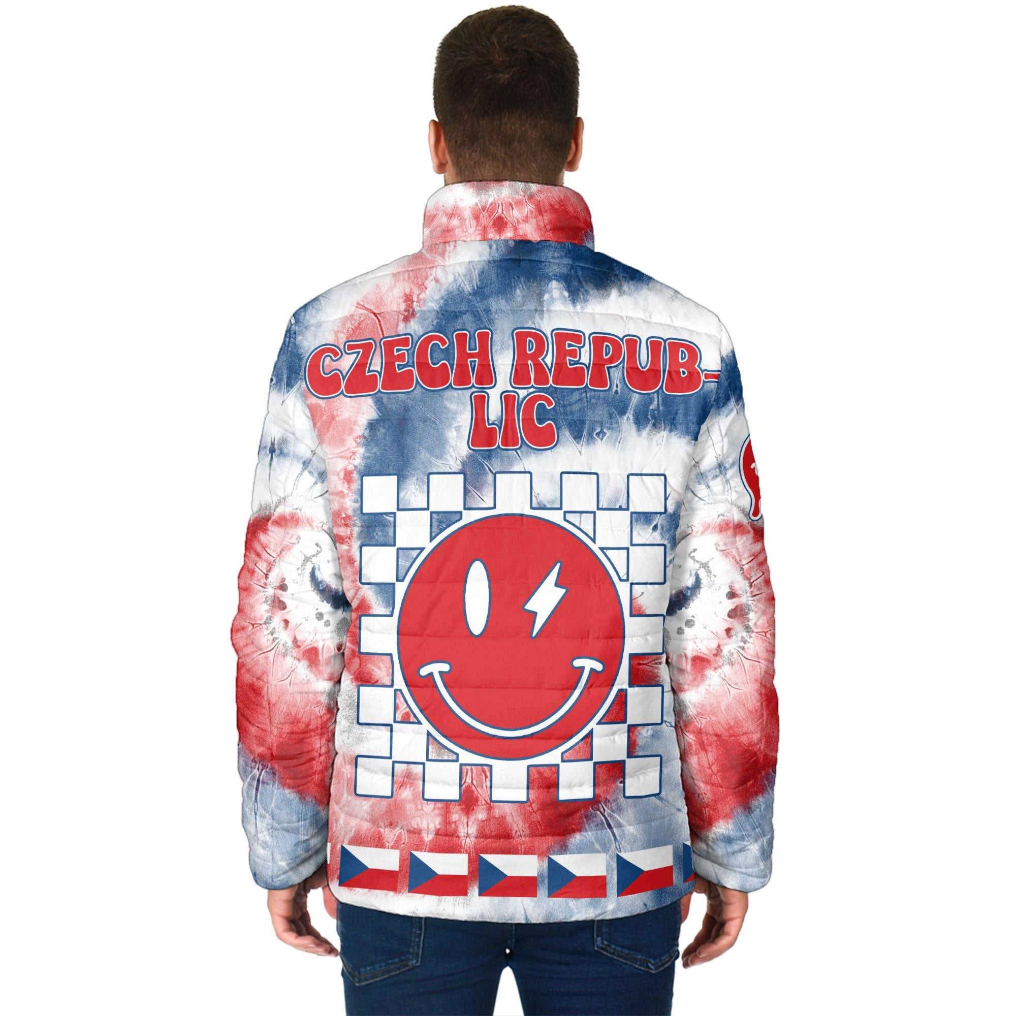 Czech Republic Men Padded Jacket Custom Tie Dye Style 2