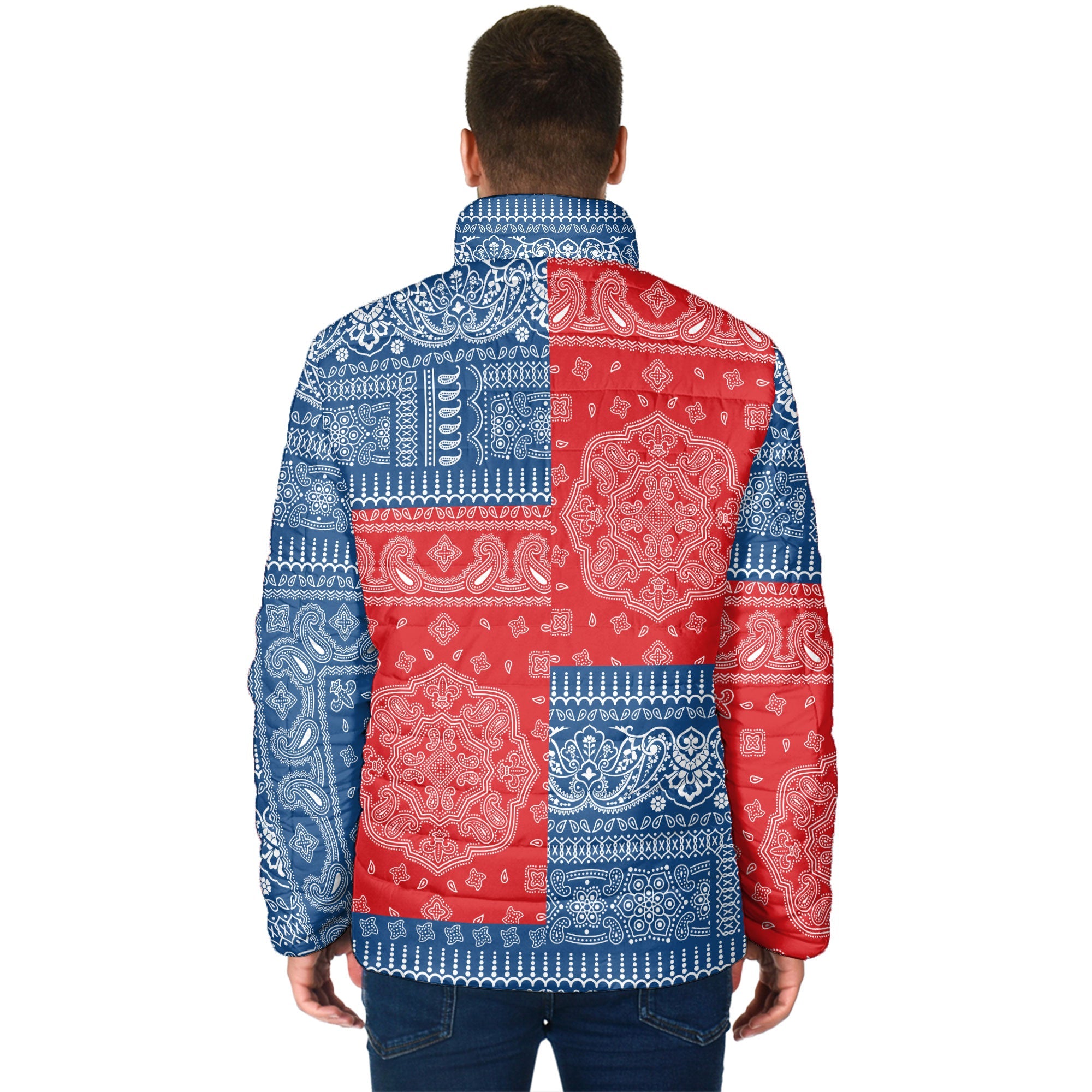 Czech Republic Men Padded Jacket Flag And Paisley Basic Style 2