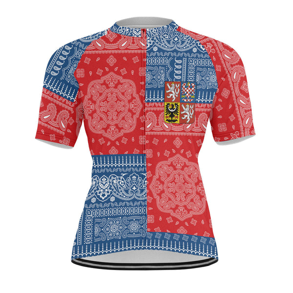 Czech Republic Men Cycling Jersey Flag And Paisley Basic Style 1