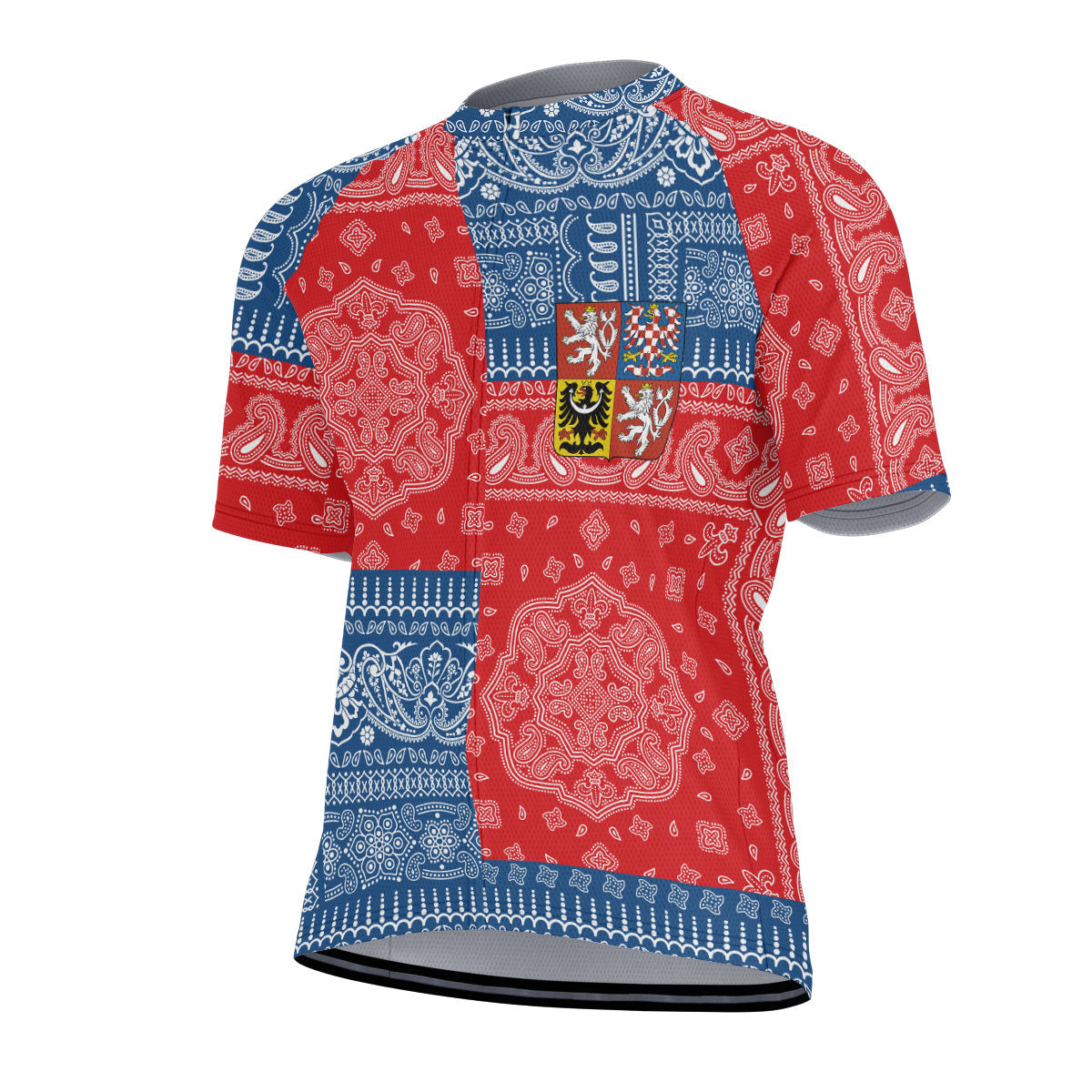 Czech Republic Men Cycling Jersey Flag And Paisley Basic Style 2