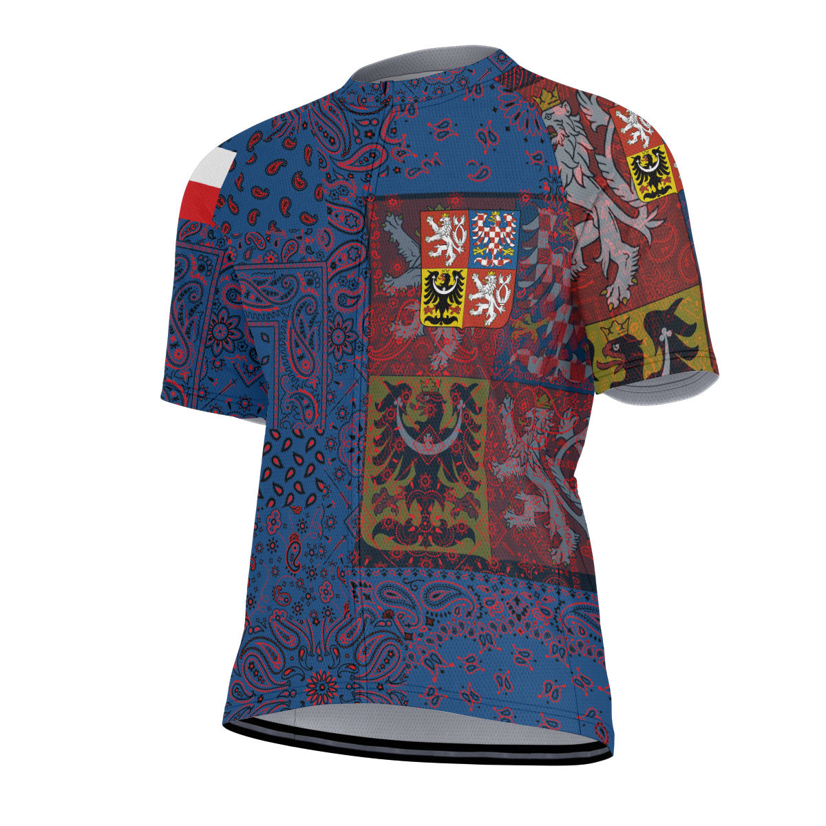 Czech Republic Men Cycling Jersey Paisley Flag And Skull Style 2