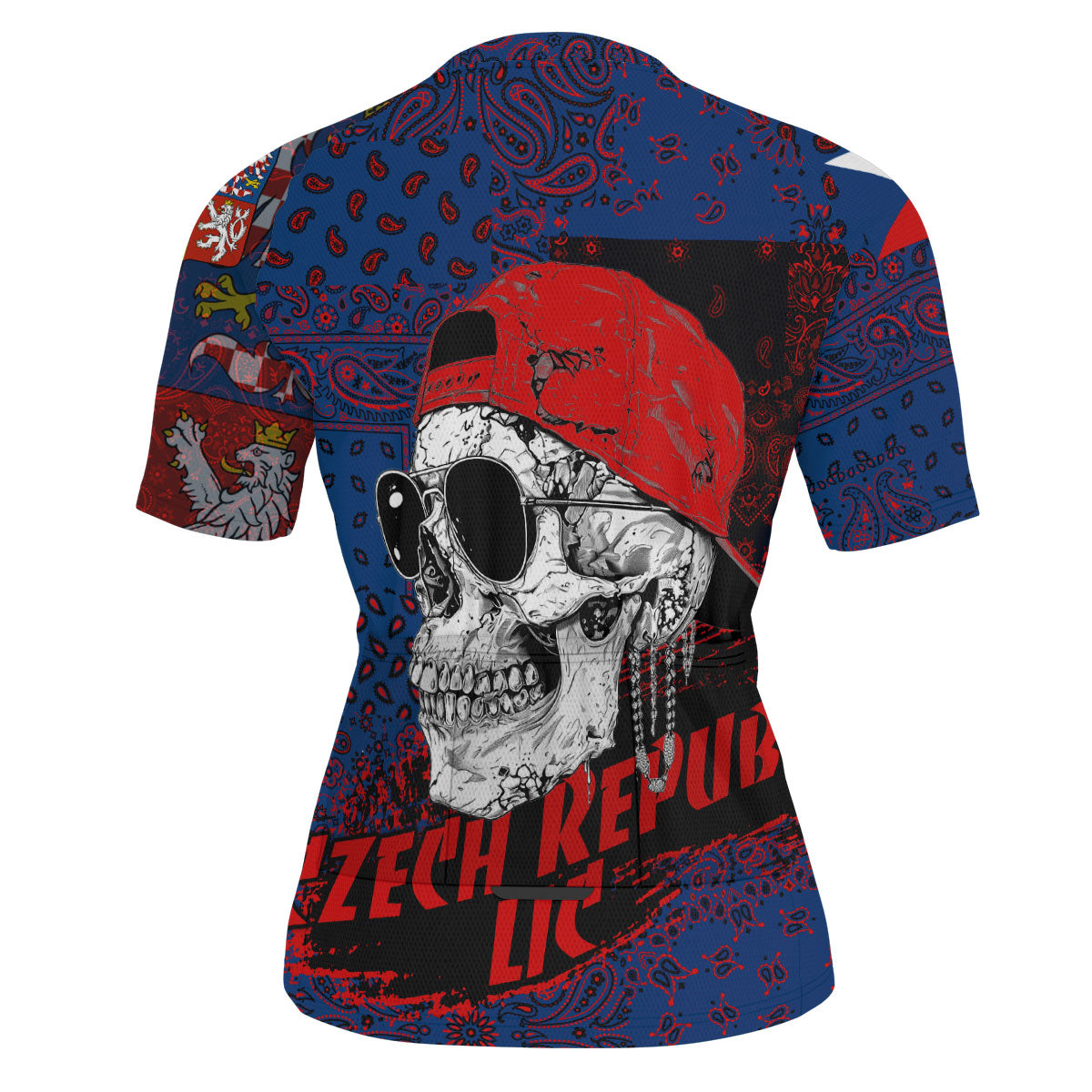 Czech Republic Men Cycling Jersey Paisley Flag And Skull Style 3