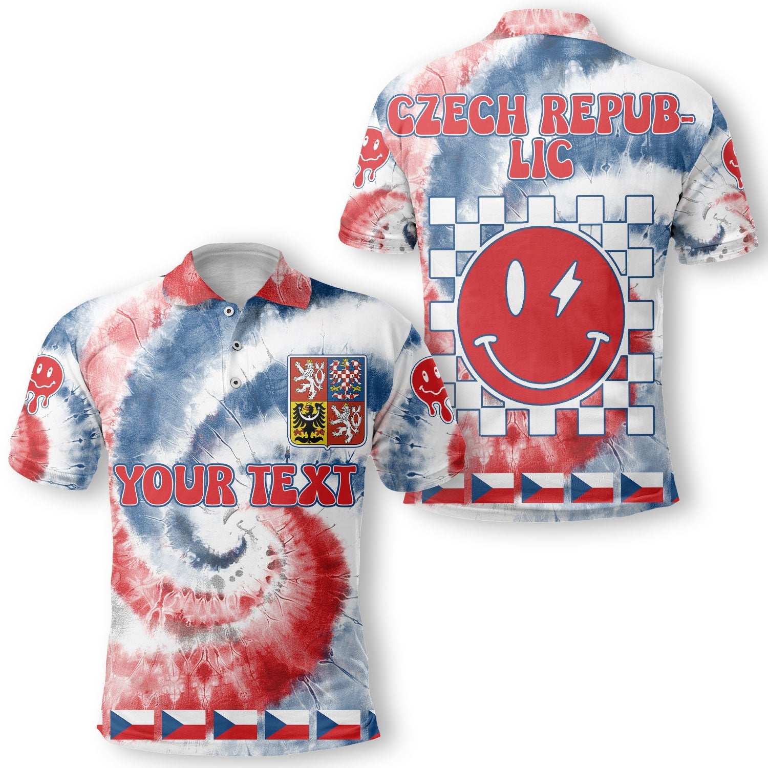 Czech Republic Polo Shirt Custom Tie Dye Style 1