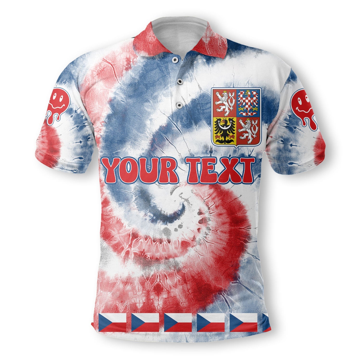 Czech Republic Polo Shirt Custom Tie Dye Style 2