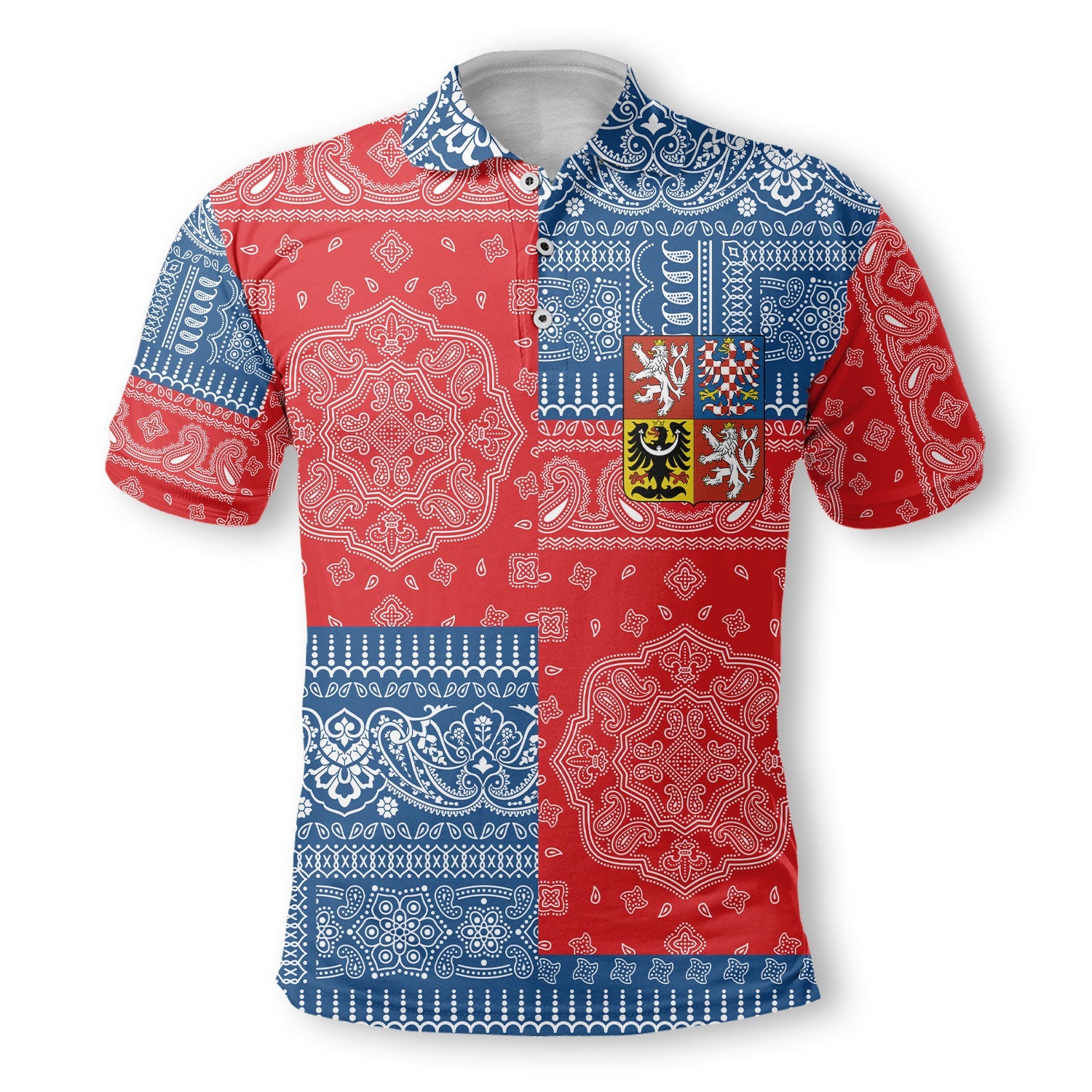 Czech Republic Polo Shirt Flag And Paisley Basic Style 2