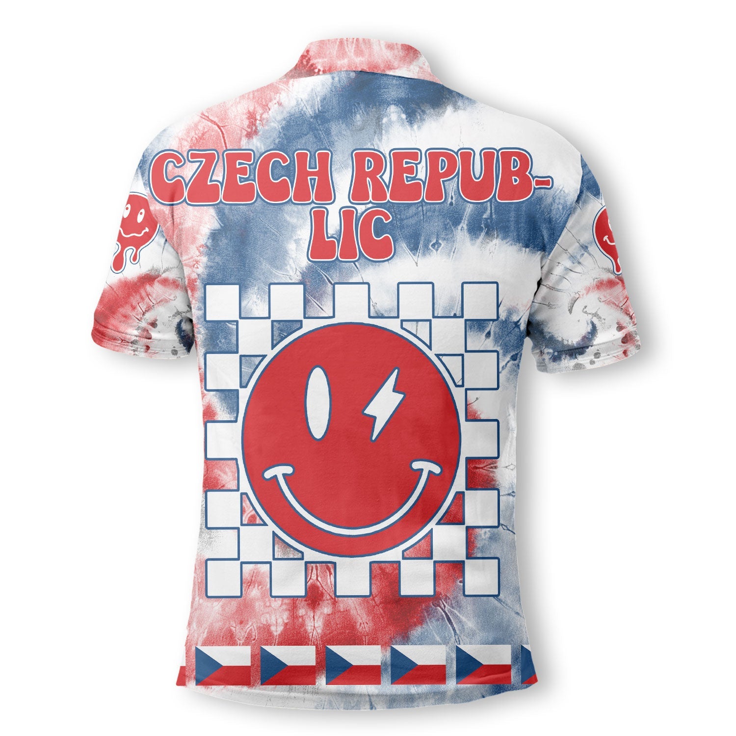 Czech Republic Polo Shirt Custom Tie Dye Style 3