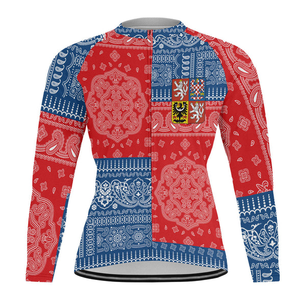 Czech Republic Raglan Men Cycling Jersey Long Sleeve Flag And Paisley Basic Style 1