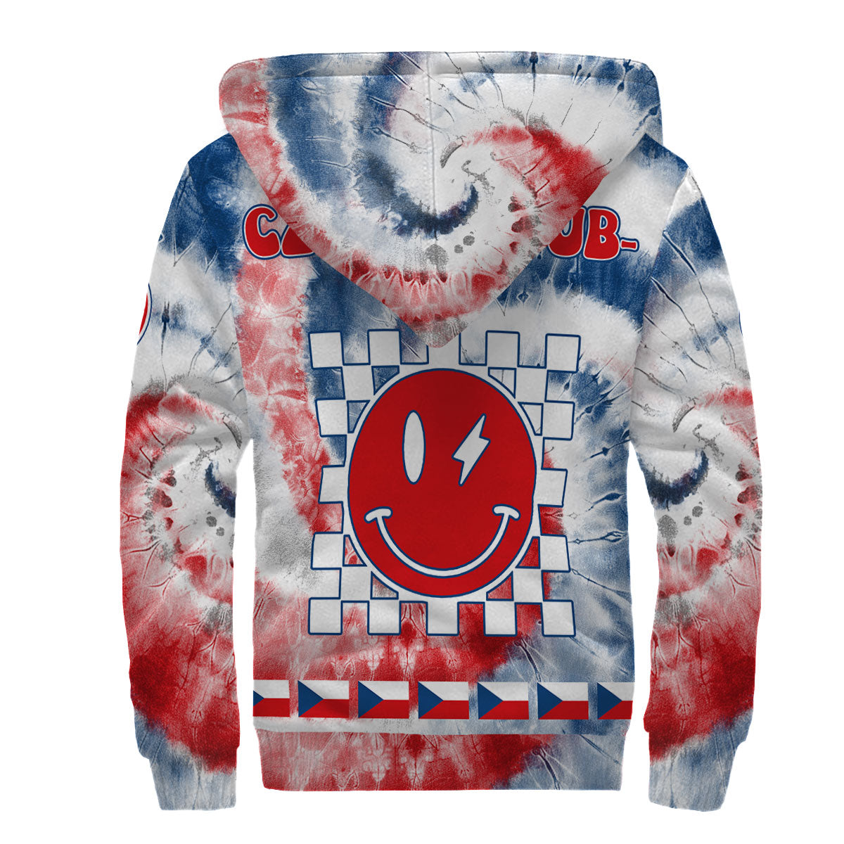 Czech Republic Sherpa Hoodie Custom Tie Dye Style 2