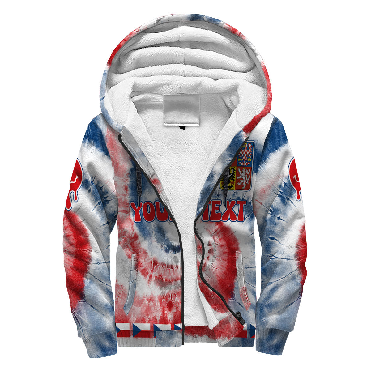 Czech Republic Sherpa Hoodie Custom Tie Dye Style 3